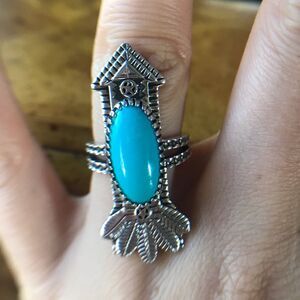 Natural Sleeping Beauty Turquoise Sterling Silver Arrow Ring Size 6